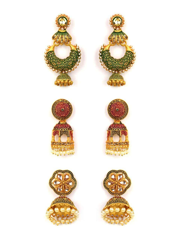 Women's  Set of 3 Combination Earring - Priyaasi