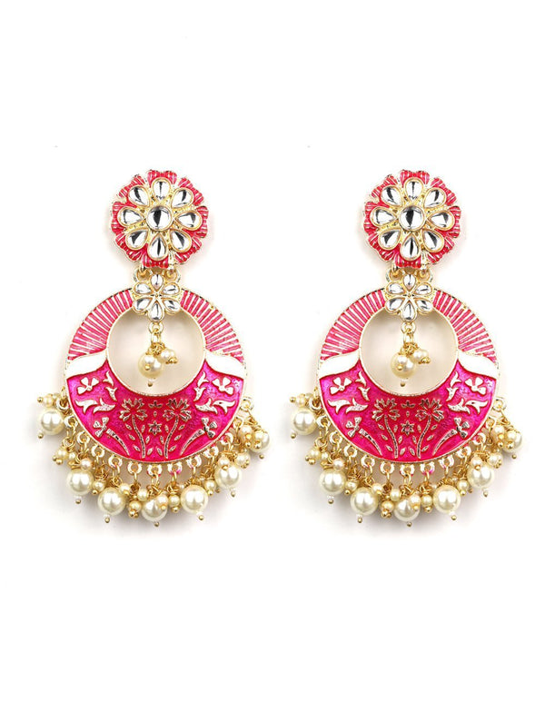 Women's Kundan Studded Beaded Drop Earring - Priyaasi