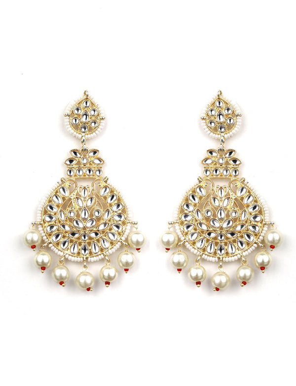 Women's Kundan Studded beaded Chandbali Earring - Priyaasi