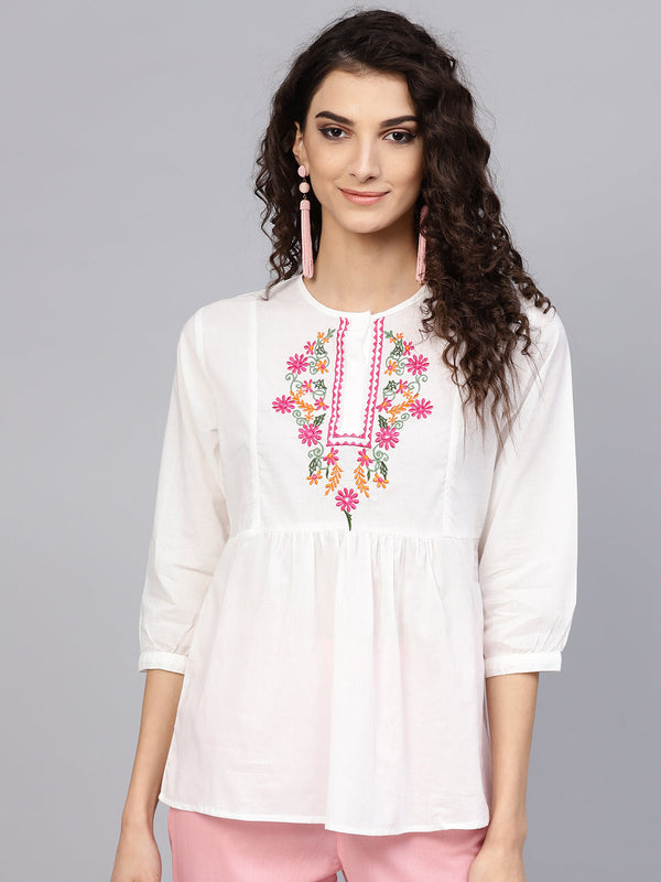 Jashvi White Embroidered Tunic