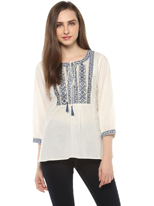 Jashvi Off White  Embroidered Top