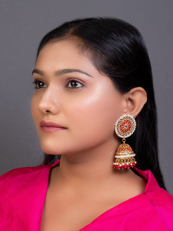 Women's Red Contemporary Jhumkas - Morkanth