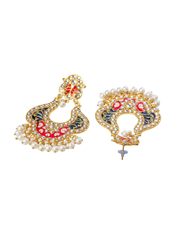 Women's Pink Contemporary Chandbali Earrings - Morkanth