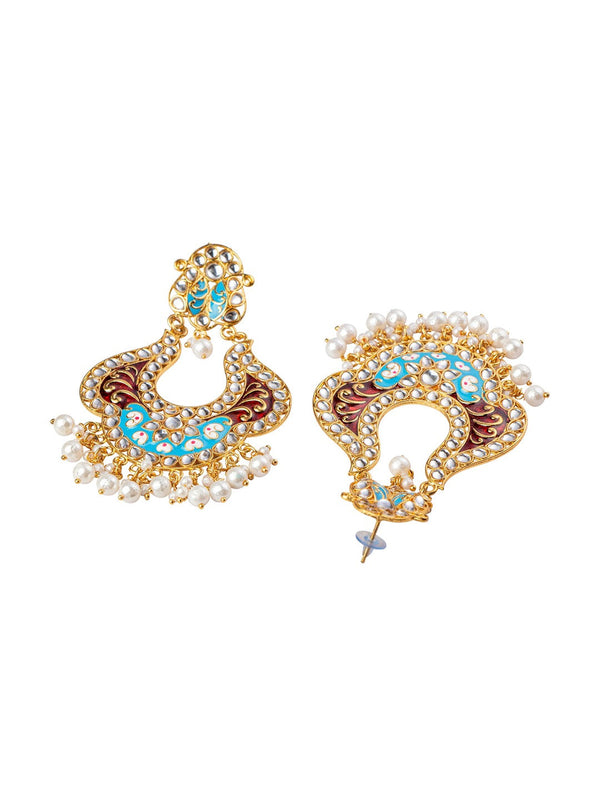 Women's Turquoise Blue Contemporary Chandbalis Earrings - Morkanth