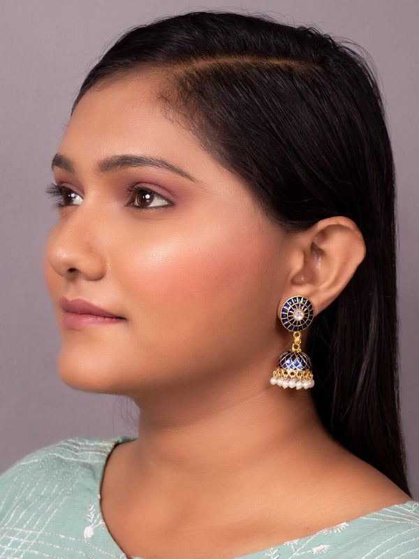 Women's Blue Contemporary Jhumkas Earrings - Morkanth