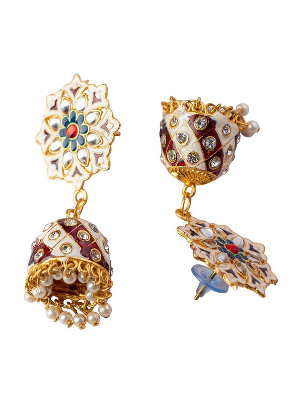 Women's Maroon Contemporary Jhumkas Earrings - Morkanth