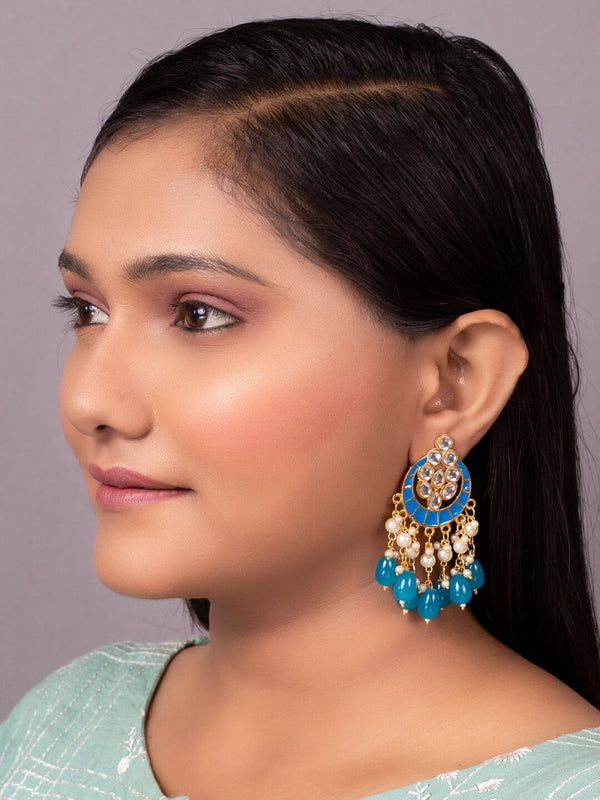 Women's Turquoise Blue Contemporary Chandbalis Earrings - Morkanth