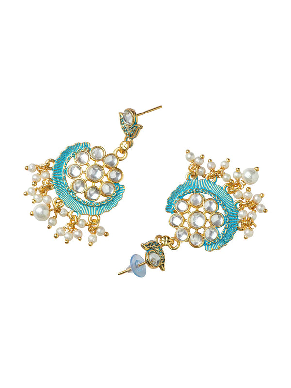 Women's Gold-Plated & Blue Contemporary Drop Earrings - Morkanth