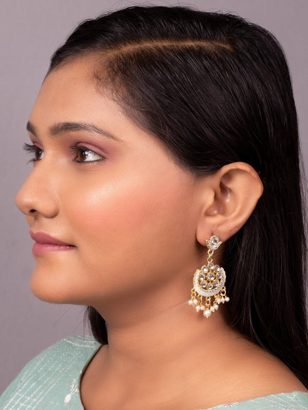 Women's Gold-Plated & White Contemporary Drop Earrings - Morkanth