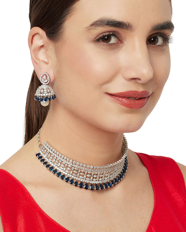 Women's Cz Elegance Classic Necklace Set - Voylla