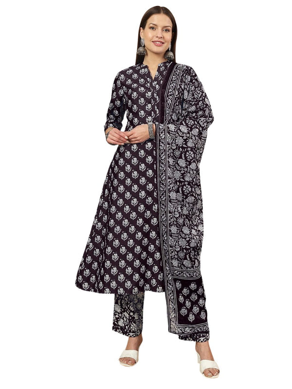 Women's Poly Rayon Printed Wine Redkurta Set/Suit - Vamika