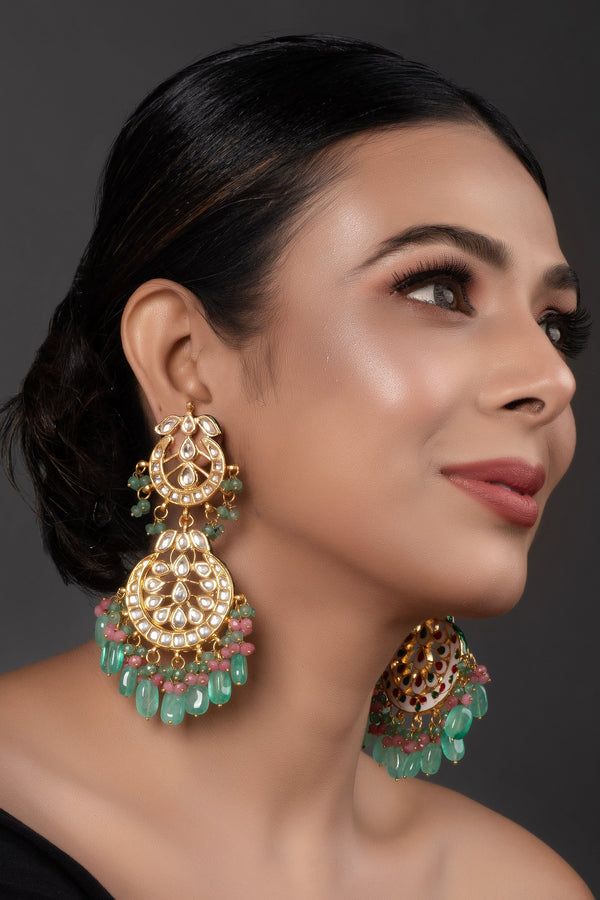 Women's Handcrafted Kundan Inspired Earrings  - Femizen