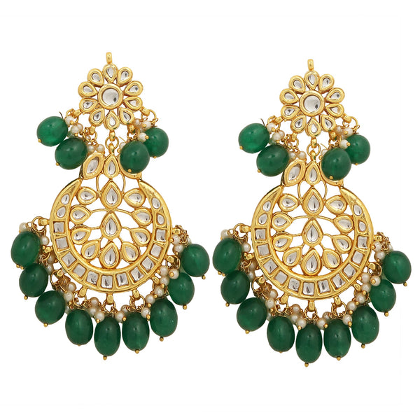 Women's Kundan Crescent Shaped Earrings - Femizen