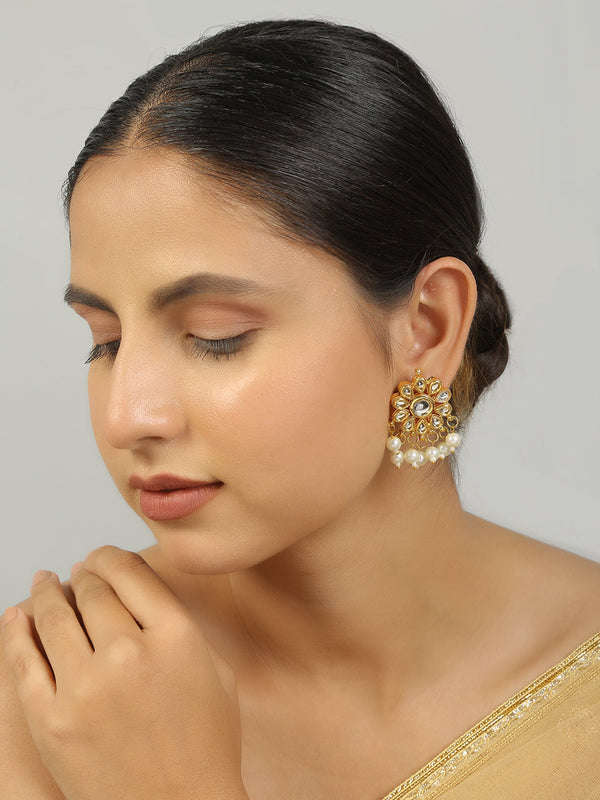 Women's Floral Kundan Earrings  - Femizen