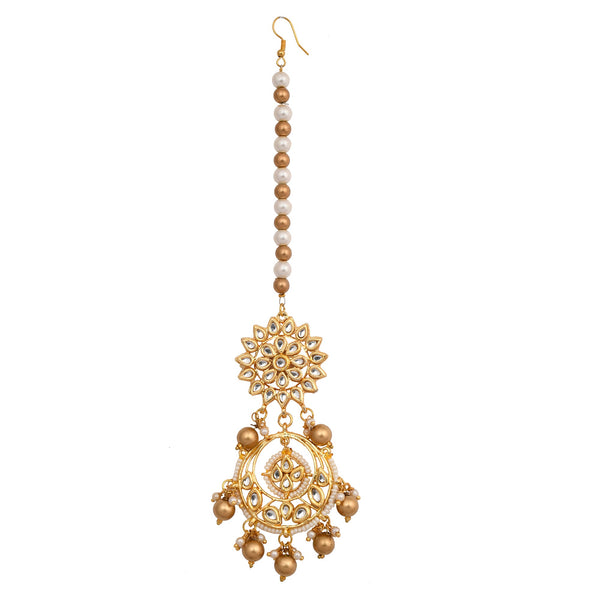 Women's Gold Tone Kundan Handcrafted Maang Tikka - Femizen