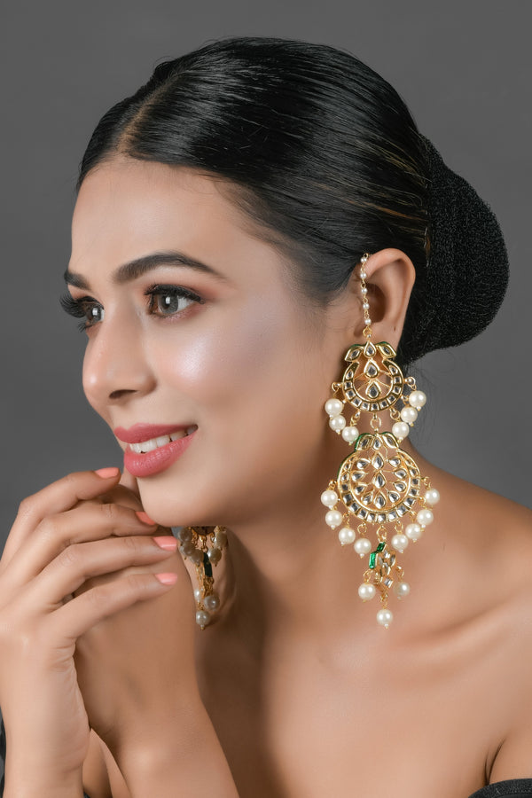 Women's  Pearl beaded Handcrafted Kundan earrings - Femizen