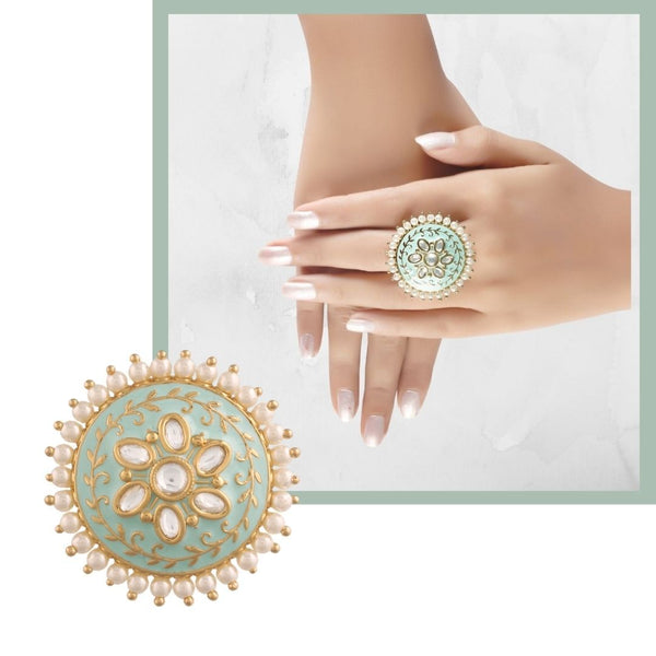 Women's Tradtional Meenakari finger ring  - I Jewels