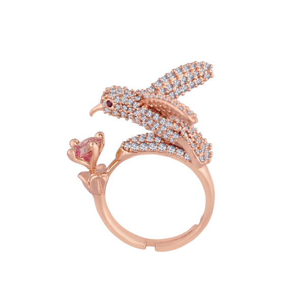 Women's Rose Gold聽Crystal AD Sparkling  Birds Finger Ring - I Jewels