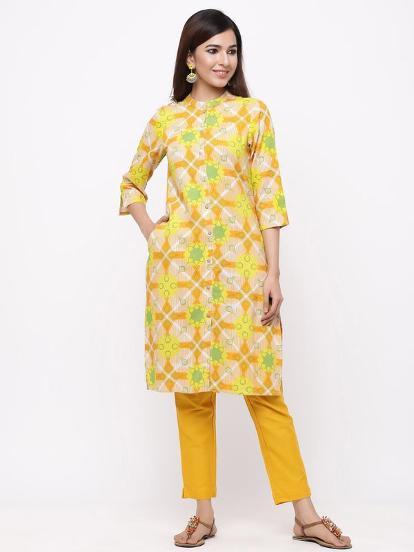 Women's Multicolor Rayon Printed A-Line Kurta - Juniper