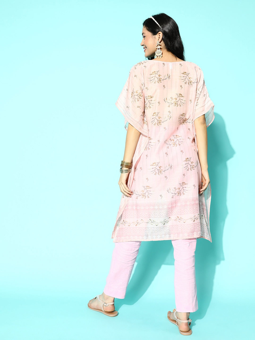 Floral Printed Kaftan Kurta-Indiakreations-JS1250KFTPKS