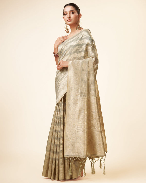 Women's Woven Saree With Blouse Set-Grey - Sweet Smile