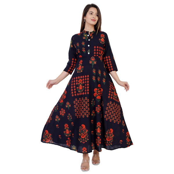 Women's Coton Navy Blue Party Wear Kurti-Vamika