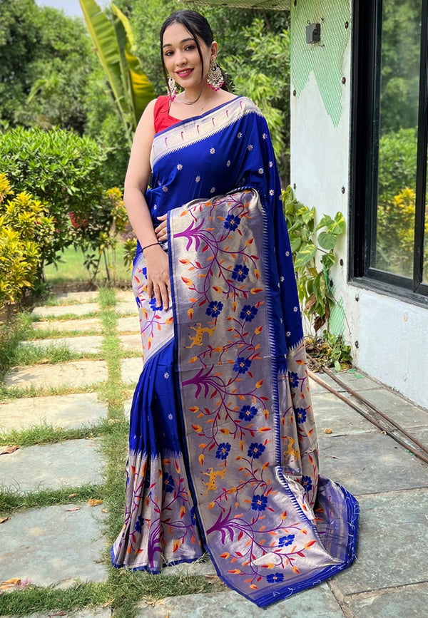 Women's Violet Paithani Big Border Saree - Tasarika