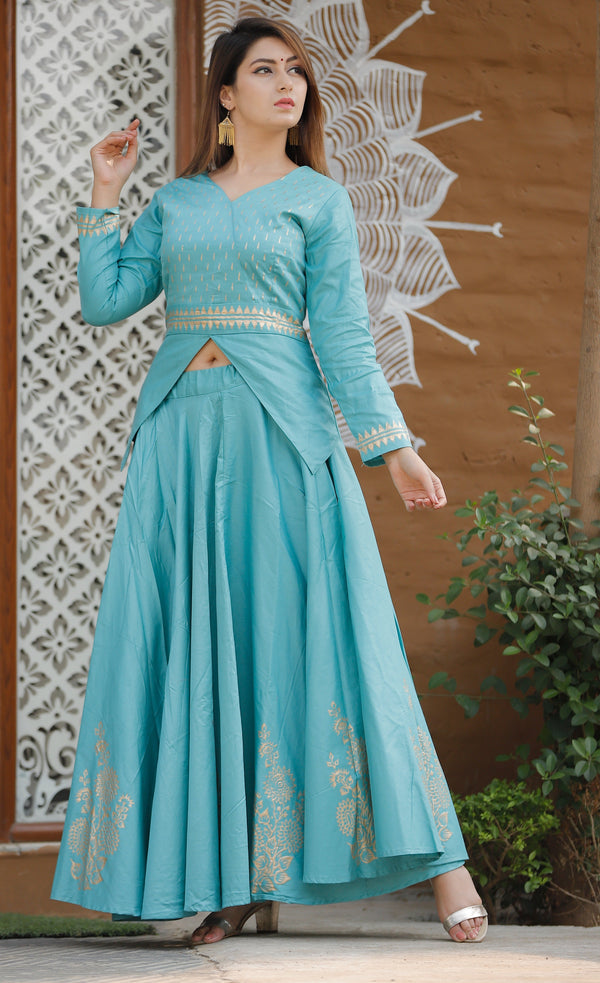 Women's Sea Green Lehenga Set - Geeta Fashion