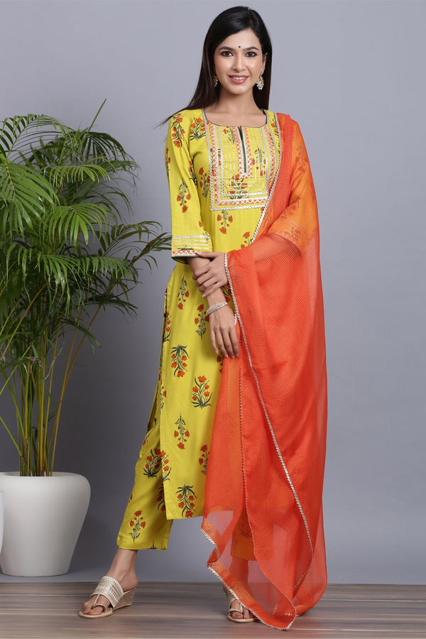 Women's  Poppy Kurta Set with Dupatta - Gillori