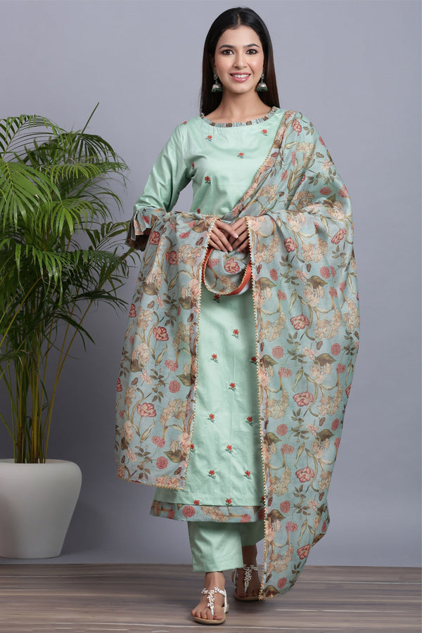 Women's  Embroidered Kurta Set with Dupatta - Gillori