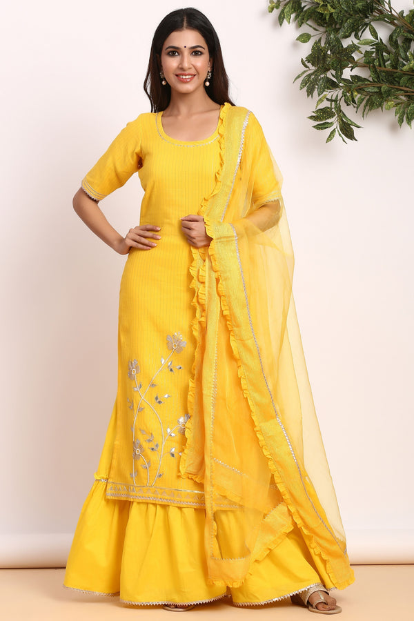 Women's  Tuscan Yellow Sharara Set - Gillori