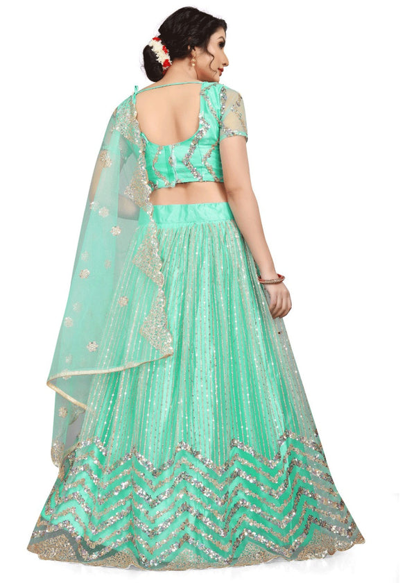 Women's Green color Semi-Stitched  Lehenga Choli with Dupatta - Embro Vision