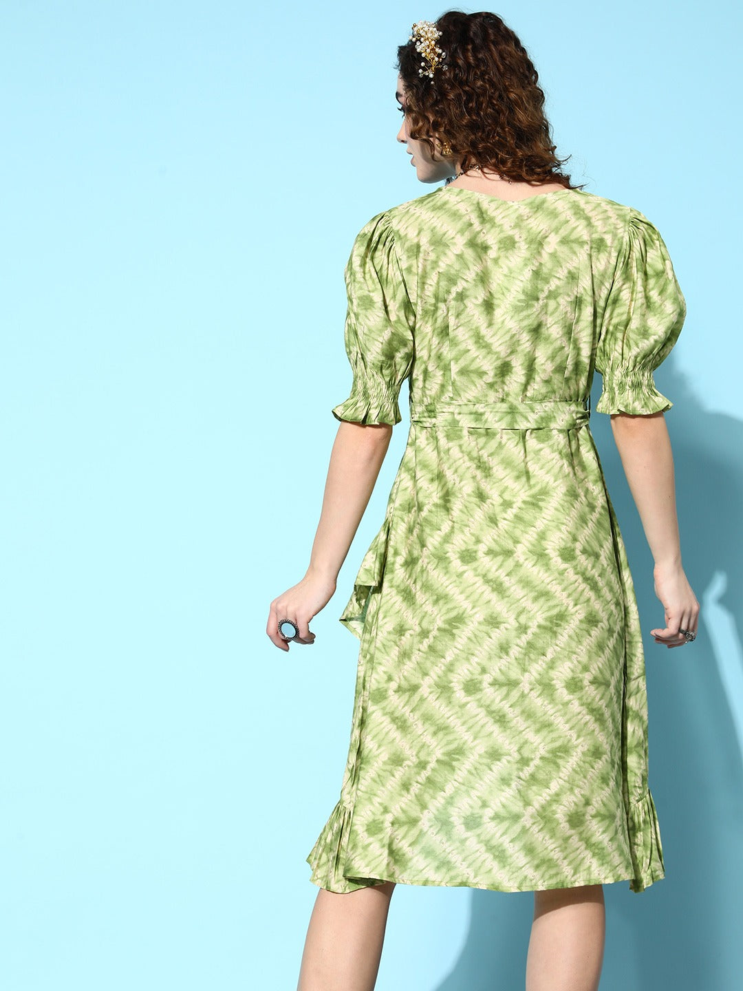 Green Midi Dress-Indiakreations-JS8143DRSGRXS