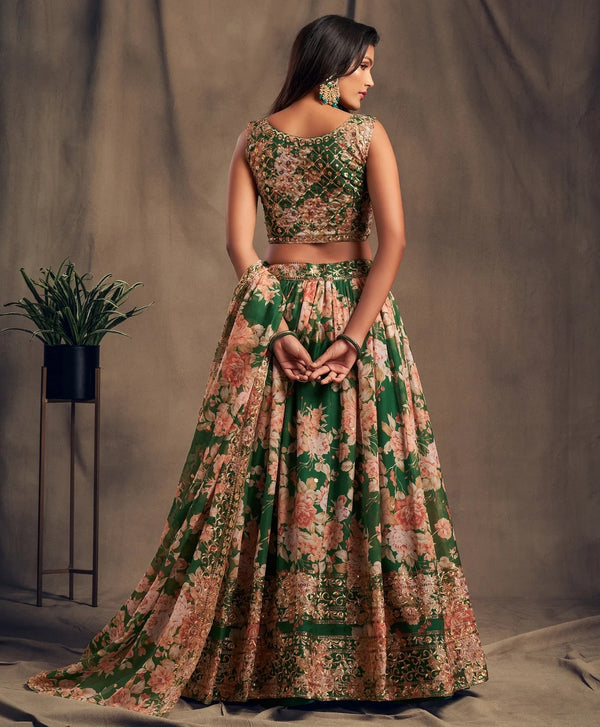 Women's New Fashion Embroidered Designer Weddinng Digital Print Lehenga Choli With Dupatta Semi Stitched. - Embro Vision