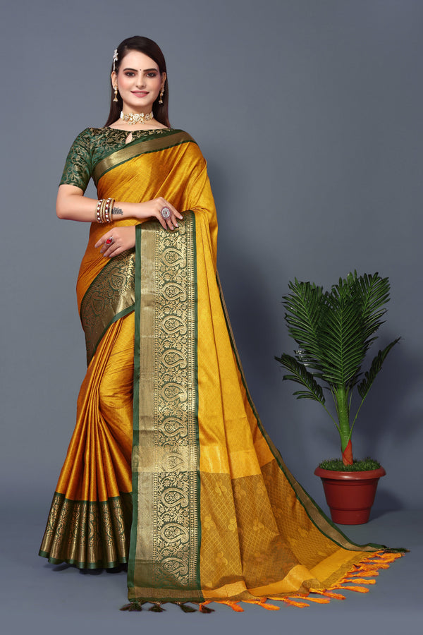 Women's Yellow Rubina Silk Saree - Dwija Fashion