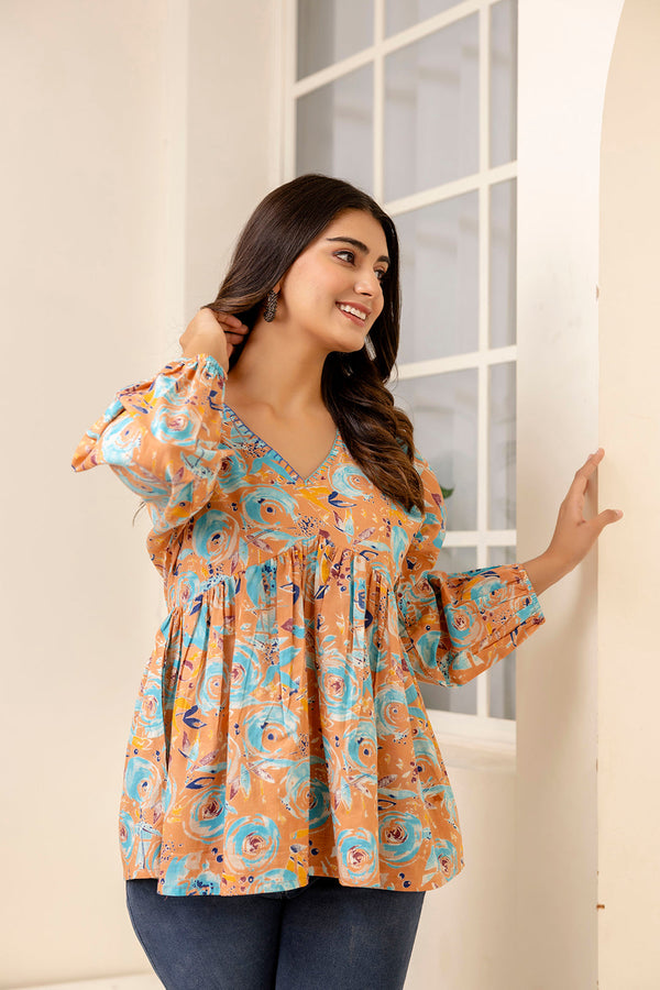 Women's Multi Printed Peplum Tunic - Taantav