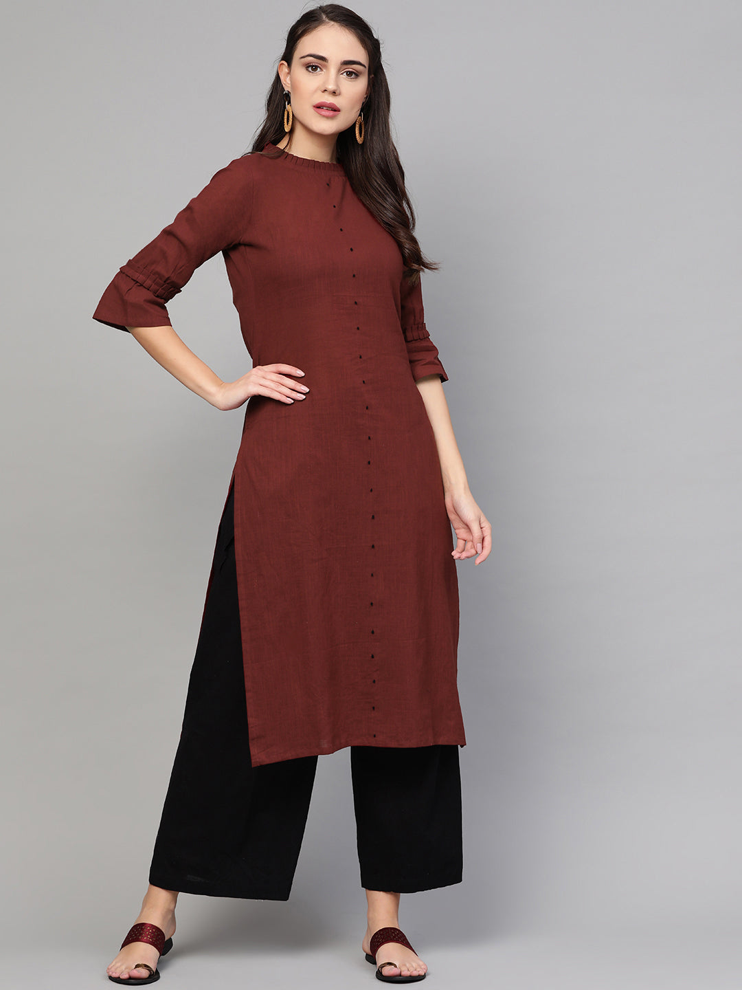 Women's Maroon Straight Kurta - Idalia