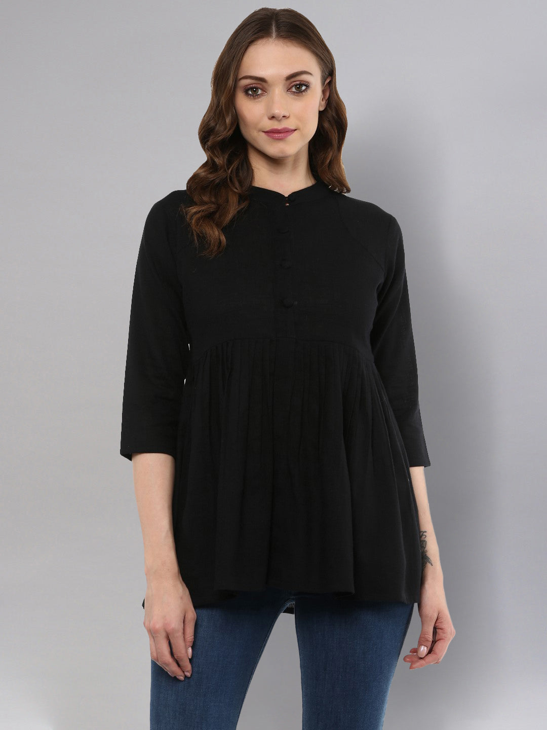 Women's Black Flared Top - Idalia