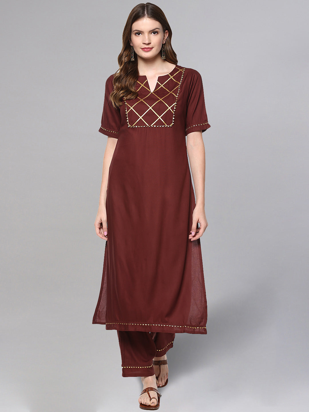 Women's Coffee Brown Kurta Set - Idalia