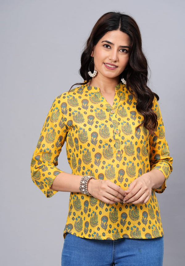 Women's Elegant Printed Cotton Top - Taantav