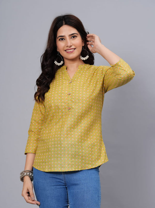 Women's Elegant Printed Cotton Top - Taantav