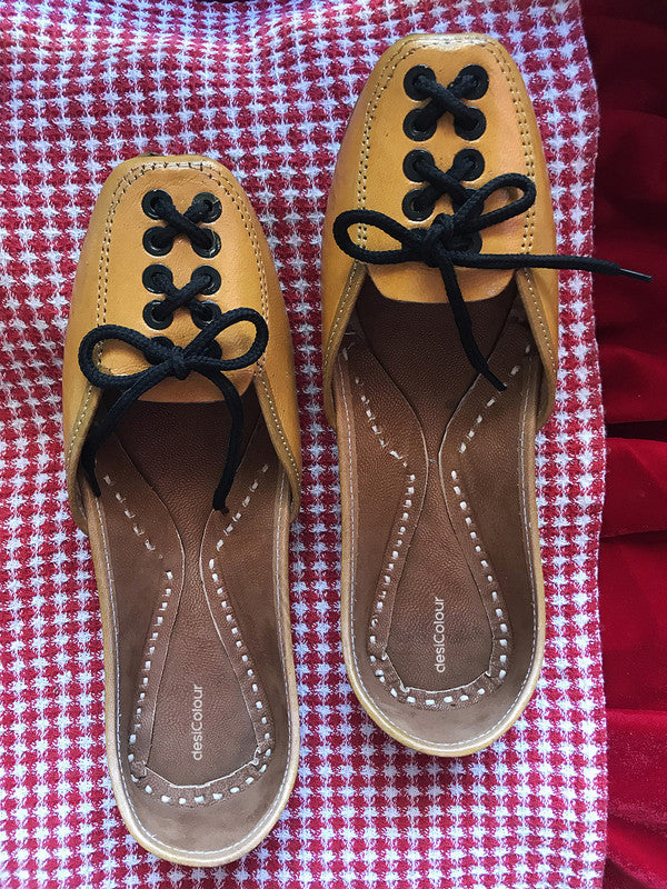 Women's Brown Leather Embroidered Indian Handcrafted Ethnic Footwear - Desi Colour