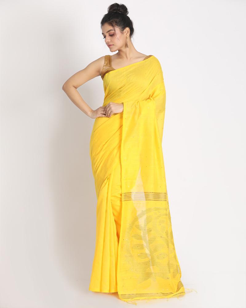 Women's Sequence Handloom Blended Cotton Saree - Angoshobha