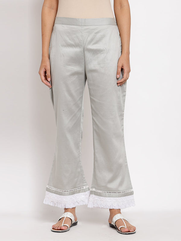 Women Grey Cotton Trouser by Myshka (1 Pc Set)