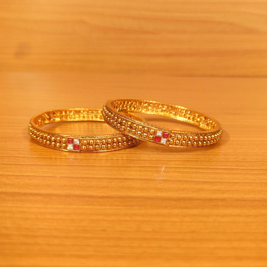 Women's Antique Gold Plated Cz Studded Bangles - Sanvi Jewels