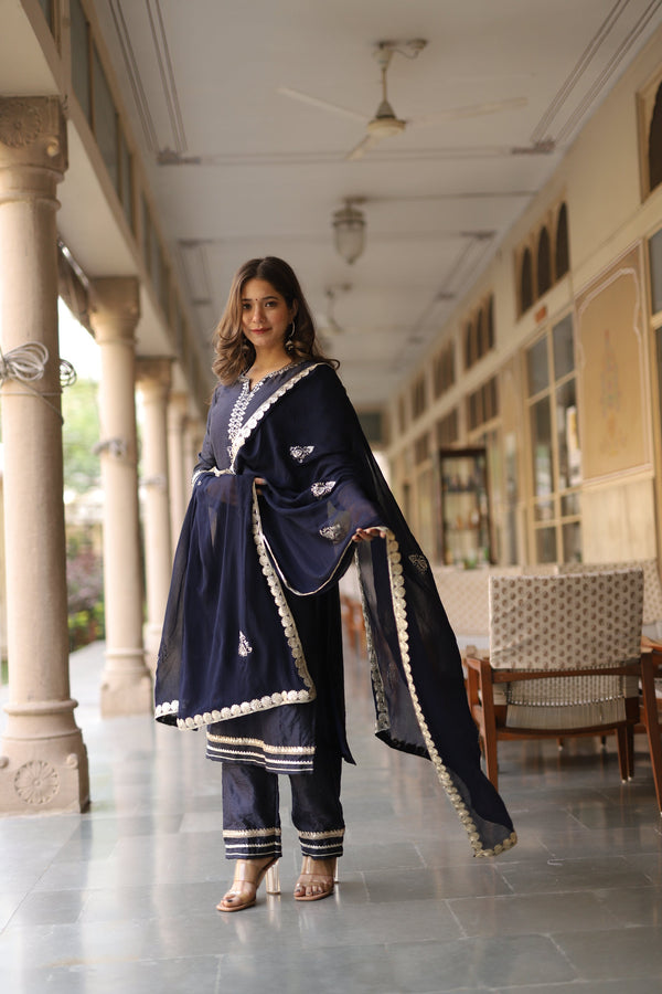 Women's Blue Colour Festival Wear Suit Set - Roohaniyat