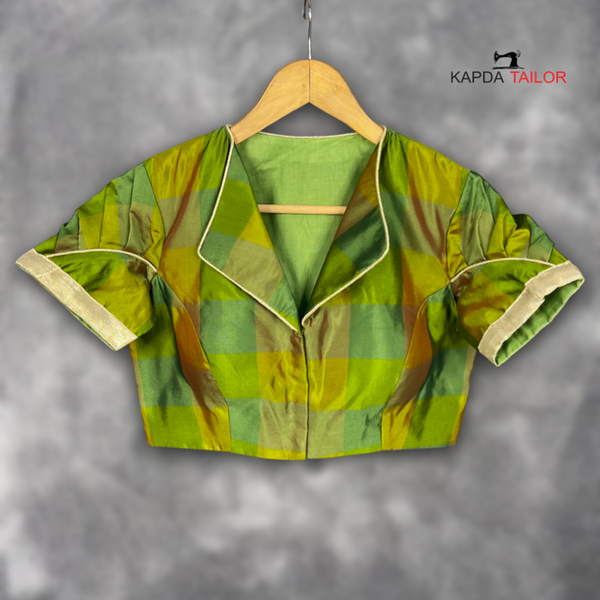 Women's Green Silk Blouse - Kapda Tailor Official