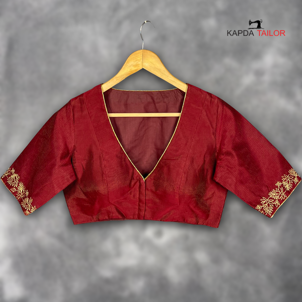 Women's Maroon Silk Blouse - Kapda Tailor Official