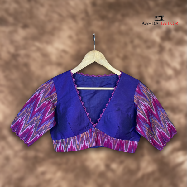 Women's Blue Cotton Silk /Silk Blouse - Kapda Tailor Official