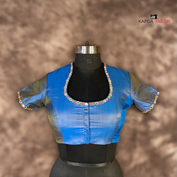 Women's Blue Silk Blouse - Kapda Tailor Official